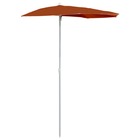 Demi-parasol de jardin avec mât 180x90 cm terre cuite