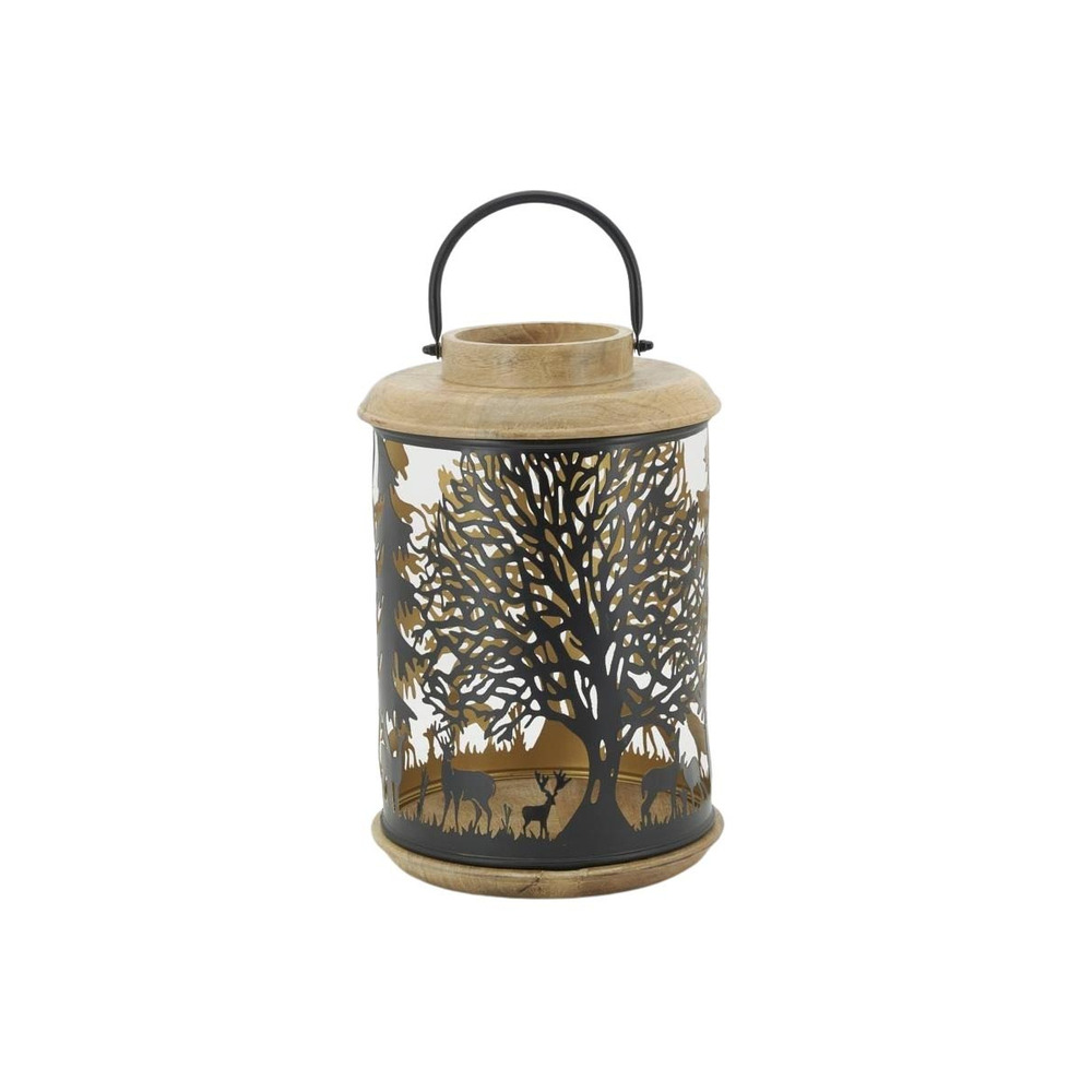 Lanterne en bois et métal cerf