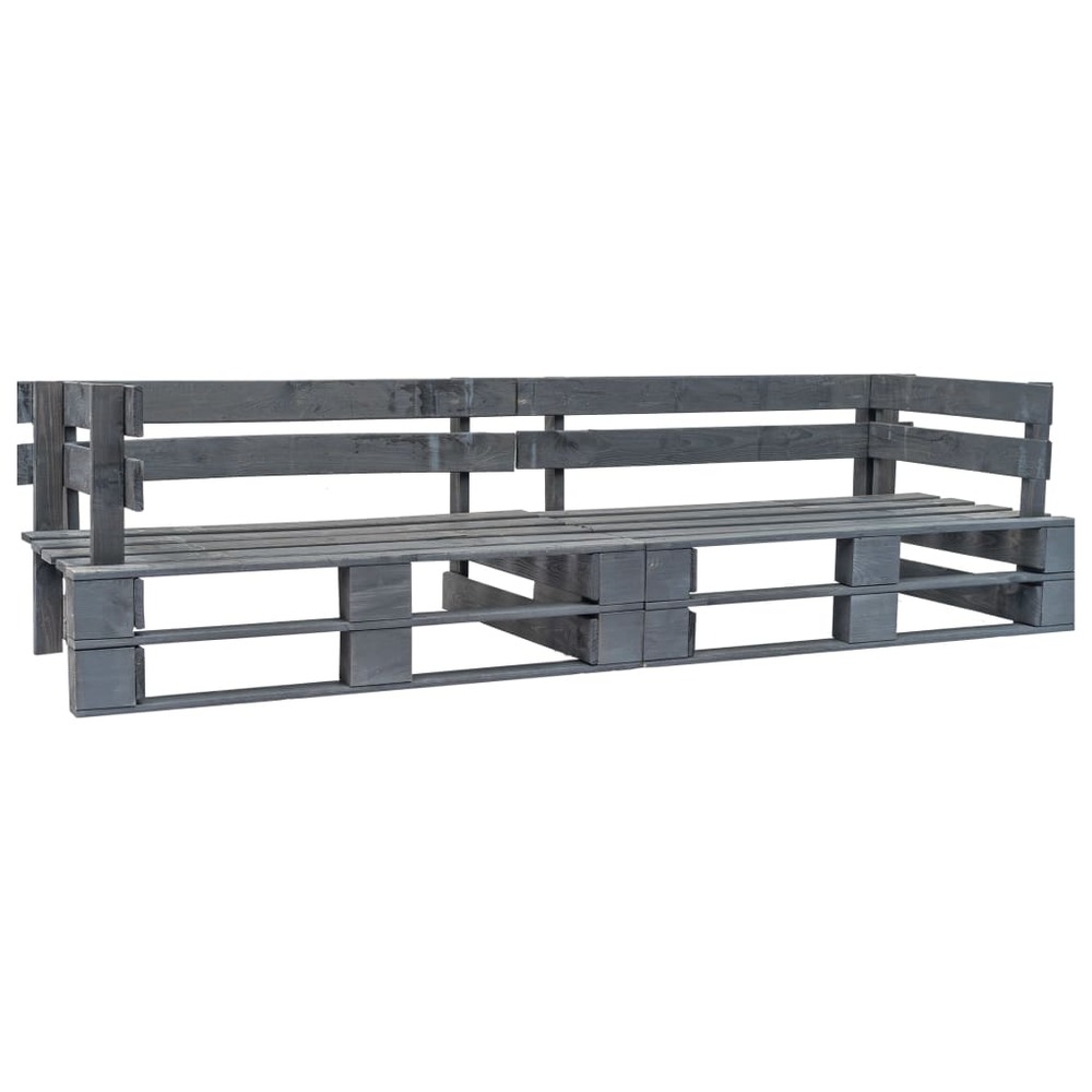 Canapé palette 2 places de jardin 220 x 66 x 55 cm gris bois