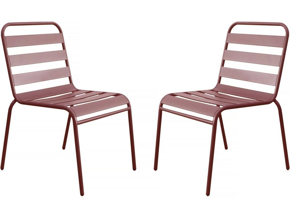Lot de 2 chaises de jardin en métal empilables 