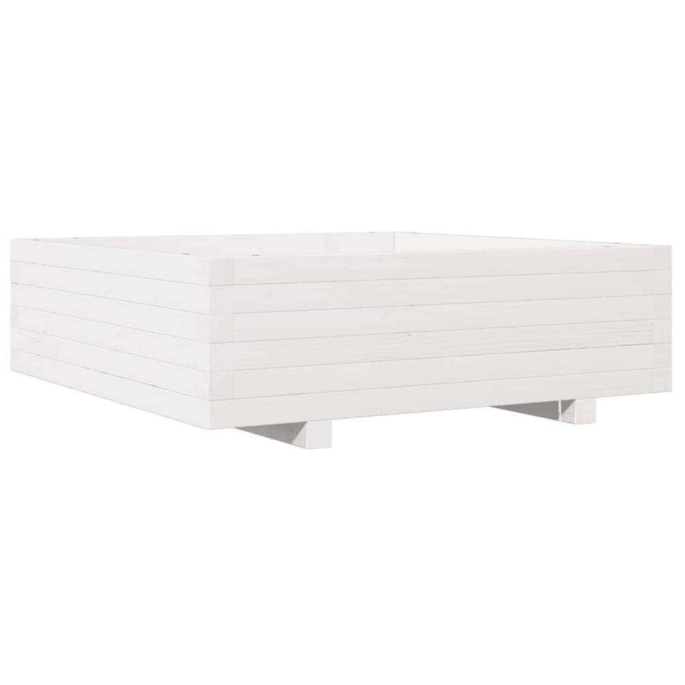 Jardinière d'extérieur blanc 80x80x26,5 cm bois de pin massif