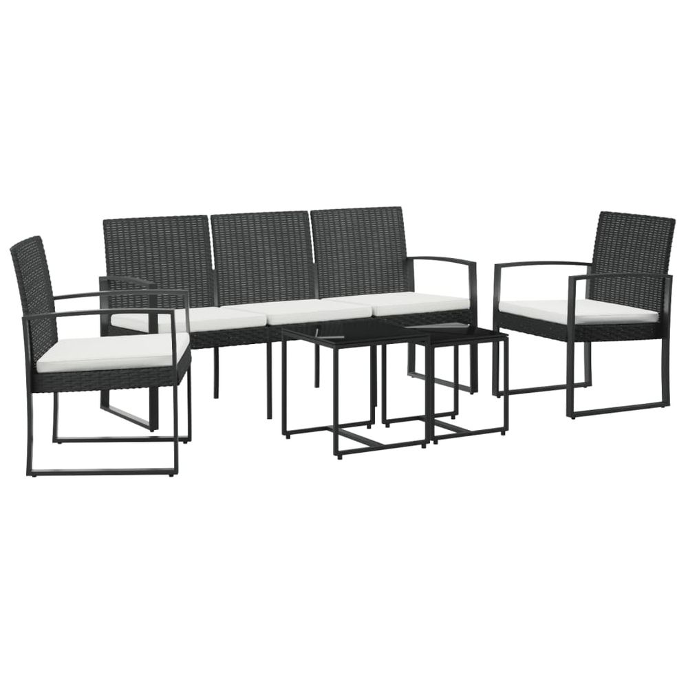 Ensemble à manger de jardin avec coussins 5 pcs noir rotin pp