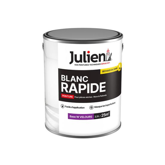 Blanc rapide velours 2.5l peinture blanche velours séchage rapide - julien