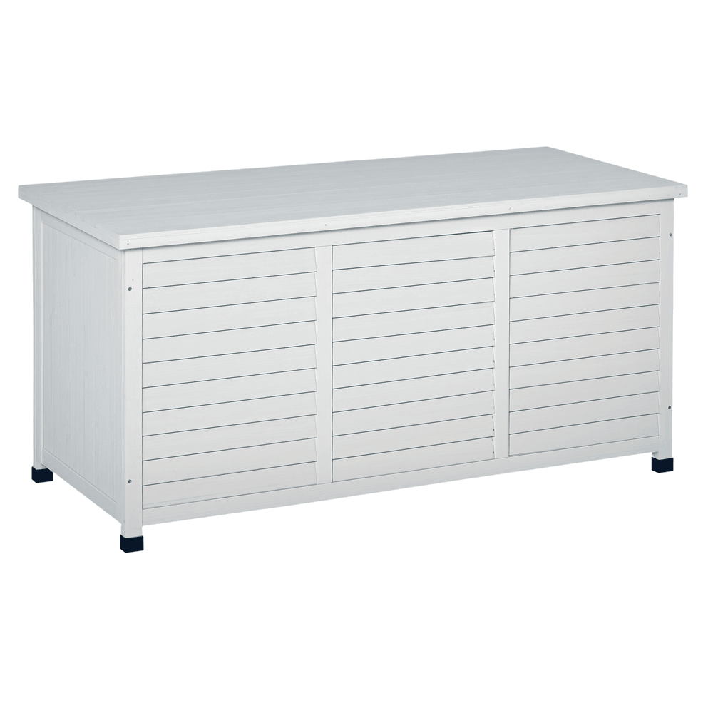 Coffre de rangement extérieur bois sapin imperméable ventilé 284l 127x56x60cm blanc - comfortxl outdoor living