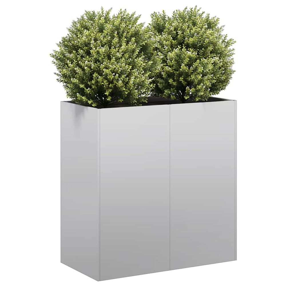 Jardinière mi-haute en acier galvanisé renforcé pour culture ergonomique balcon et terrasse argent 80x40x80cm