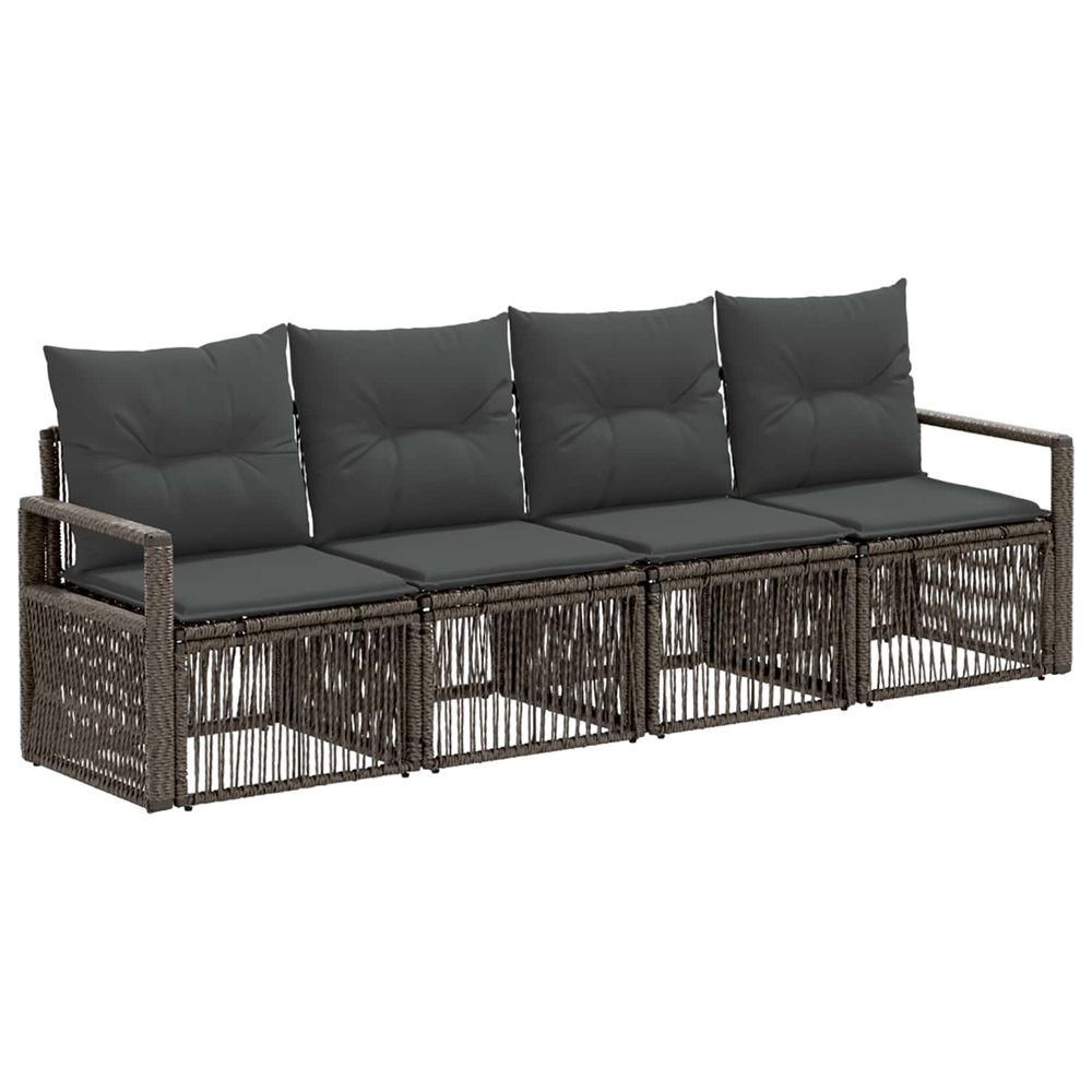 Ensemble de canapé de jardin 4 pc gris polyrotin