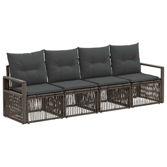 Ensemble de canapé de jardin 4 pc gris polyrotin