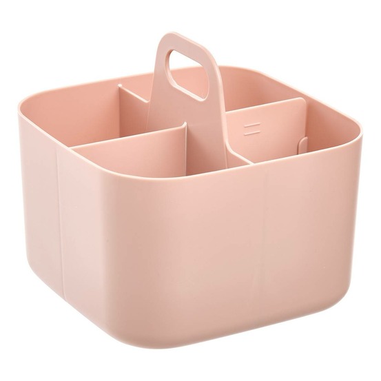 5five - organiseur poly 16,5x16,5x15cm rose compartiments amovibles