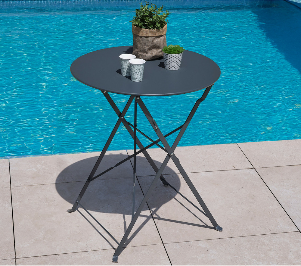 Table de jardin pliante - 2 places - gris anthracite - capri