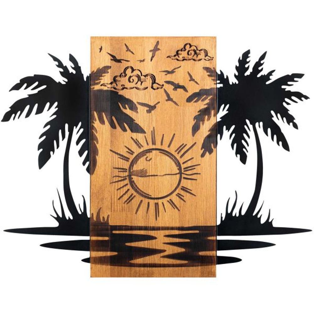 Décoration murale en bois et métal walnut hawaï
