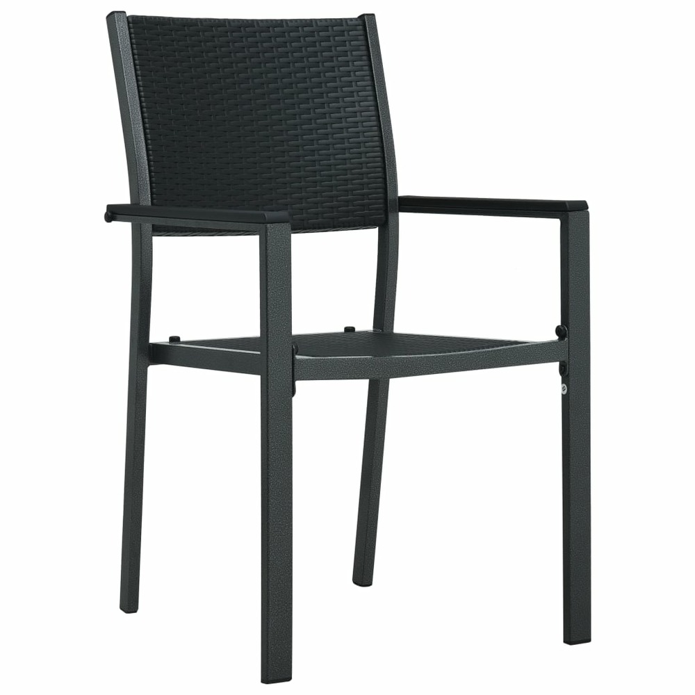 Chaises de jardin lot de 4 noir plastique aspect de rotin