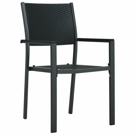 Chaises de jardin lot de 4 noir plastique aspect de rotin