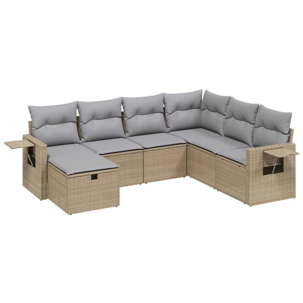 Salon de jardin avec coussins 7pcs mélange beige résine tressée
