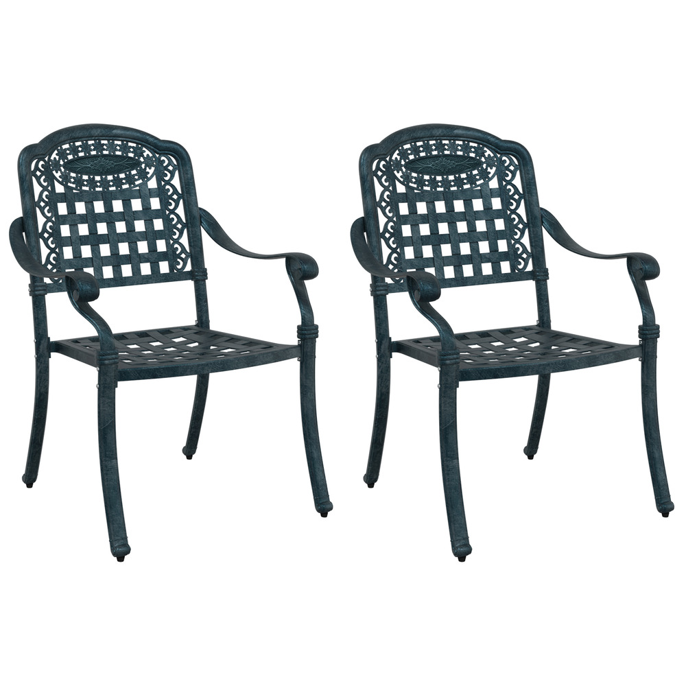 Chaises de jardin 2 pcs en aluminium coulé vert