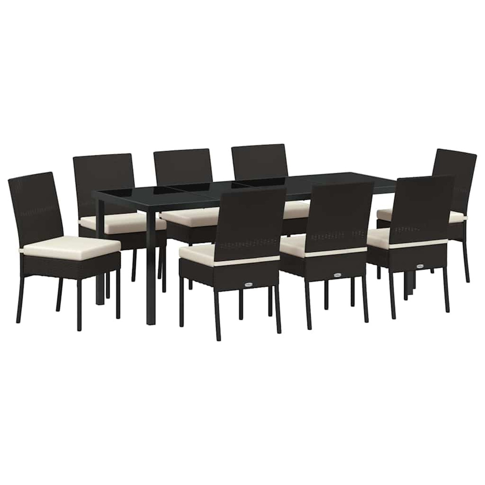 Ensemble de salle à manger pour jardin 9 pcs noir