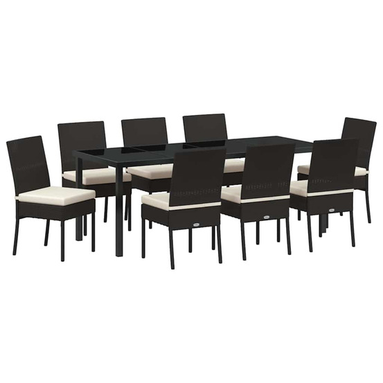 Ensemble de salle à manger pour jardin 9 pcs noir