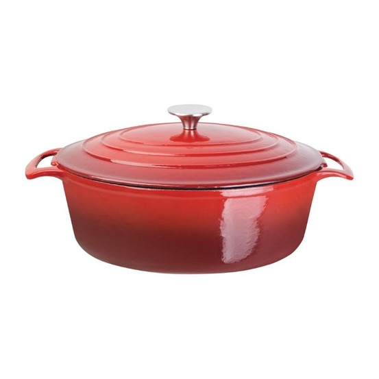 Grande cocotte ovale rouge en fonte vogue 6 l