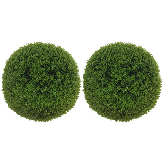 Lot 2 boules buis artificielles plastique intérieur extérieur anti-uv 40cm vert