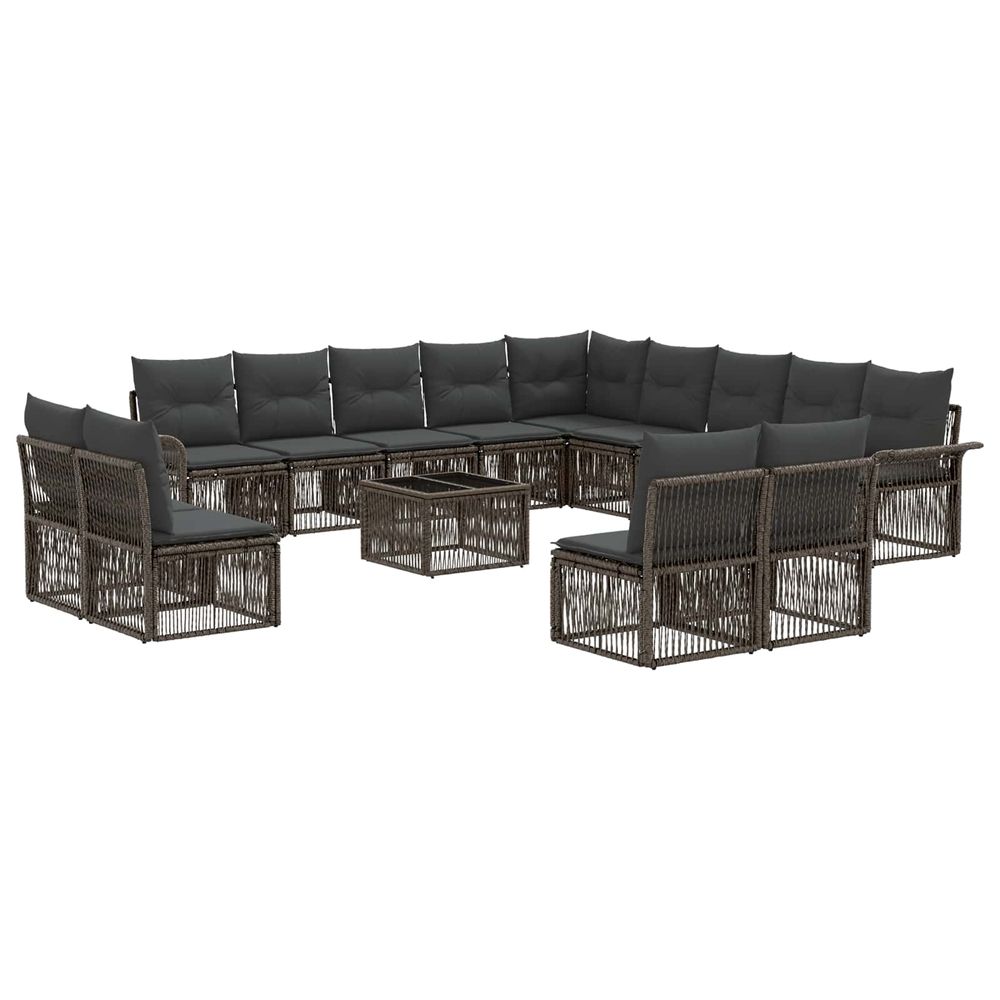 Ensemble de canapé de jardin 14 pc gris polyrotin