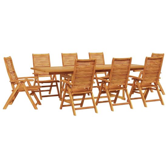 Ensemble de salle à manger pour jardin 9 pc marron