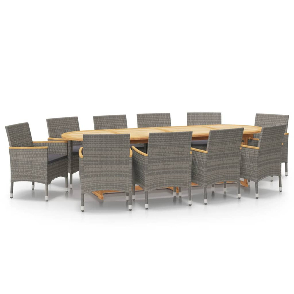 Ensemble à manger de jardin 11 pcs avec coussins gris