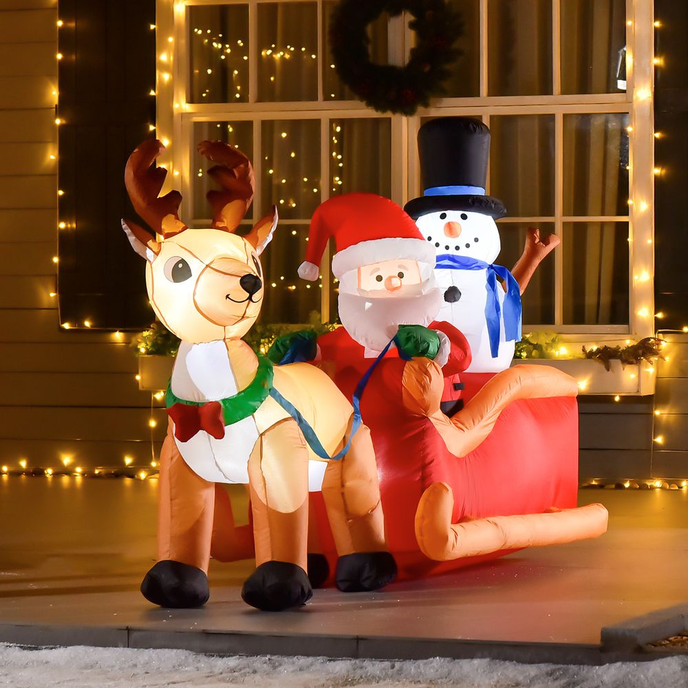 Père noël gonflable en polyester rouge 200 cm