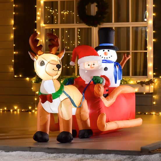 Père noël gonflable en polyester rouge 200 cm