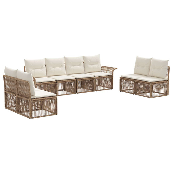Ensemble de canapé de jardin 8 pcs beige polyrotin