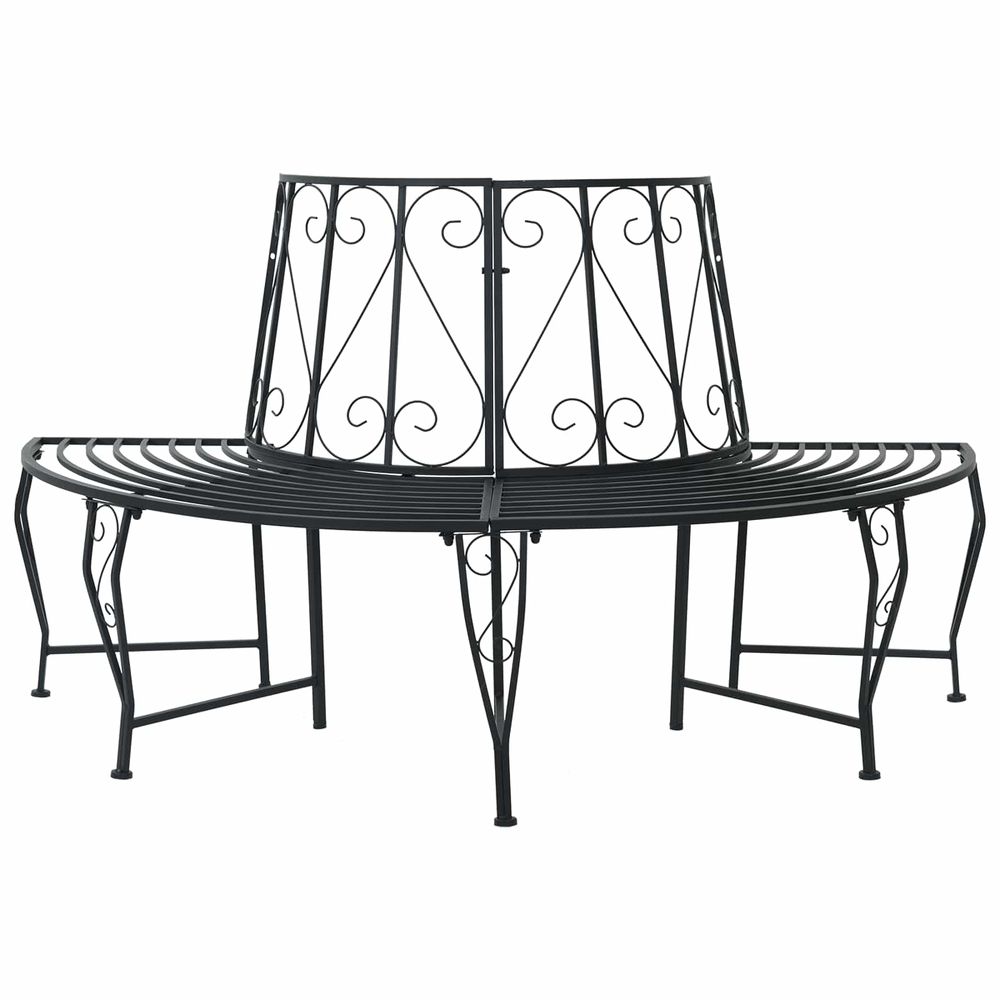 Banc d'arbre 4-nombre de places 160 x 80 x 89 cm acier noir