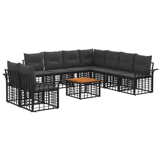 Ensemble de canapés d'extérieur 10 pc noir et gris foncé