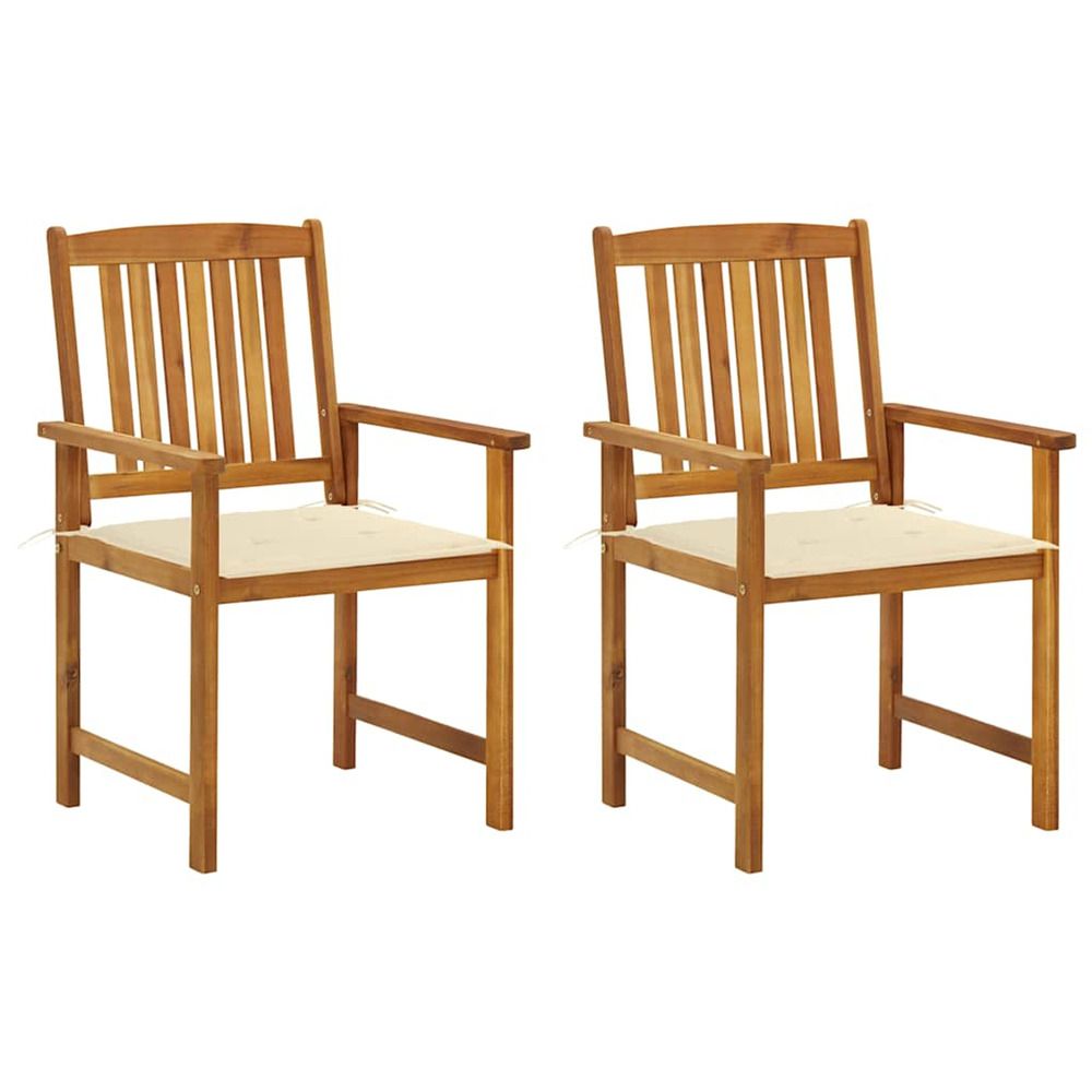Chaises de jardin avec coussins lot de 2 bois d'acacia massif