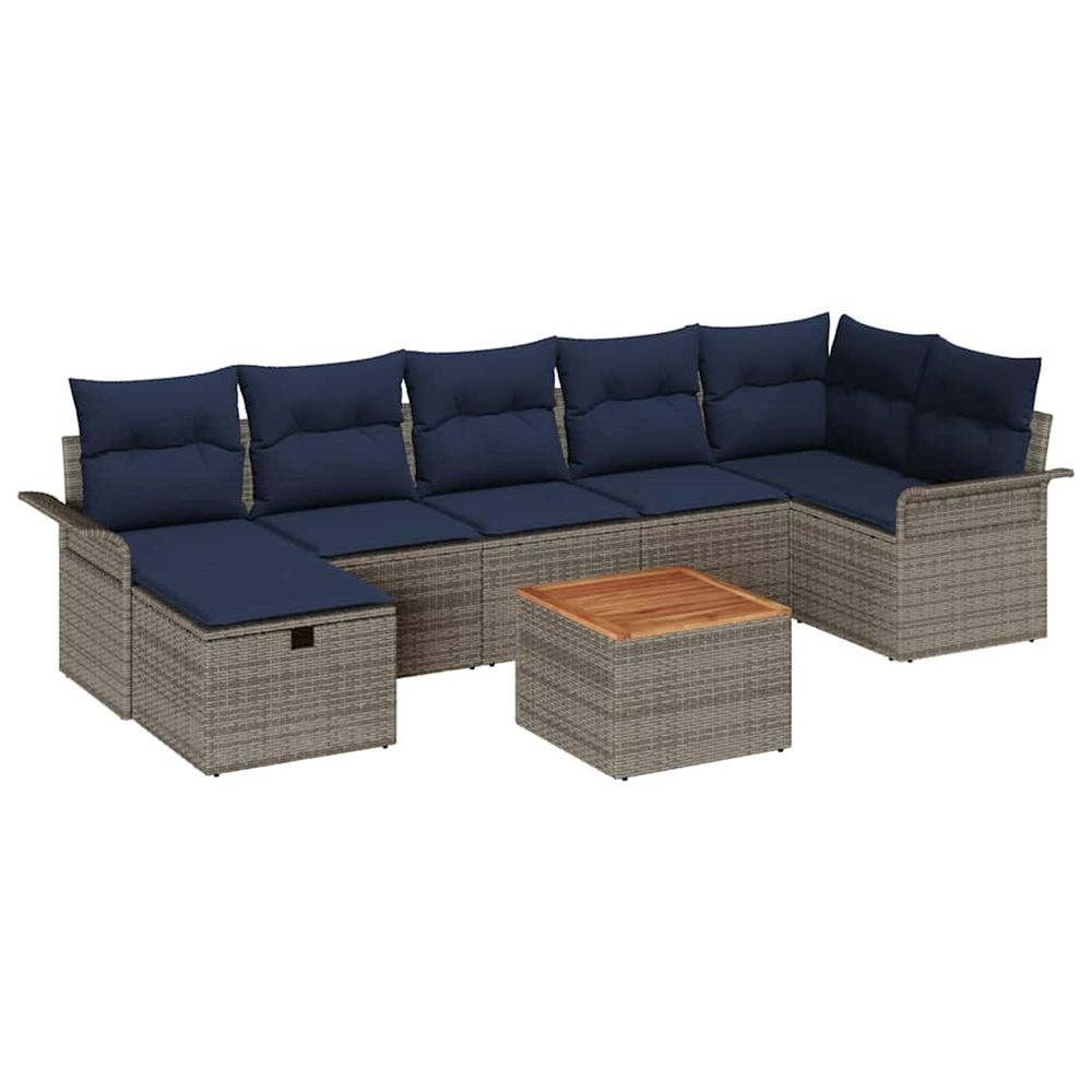 Ensemble de canapé de jardin 8 pc gris polyrotin