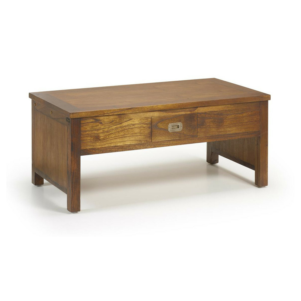 Table basse 2 tiroirs bronze bois marron - onéline décoration d'autrefois