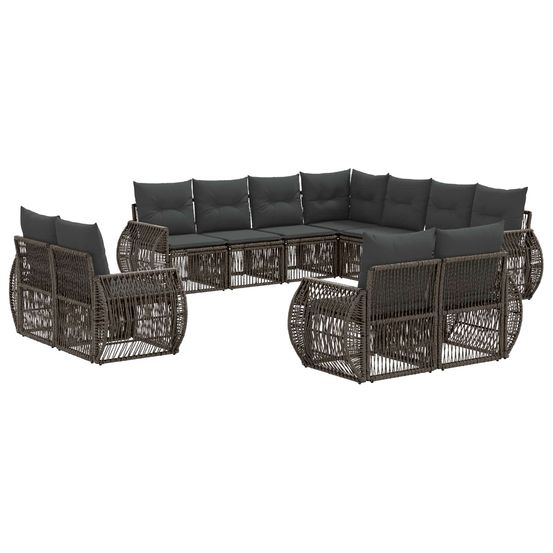 Ensemble de canapé de jardin 11 pc gris et gris foncé polyrotin