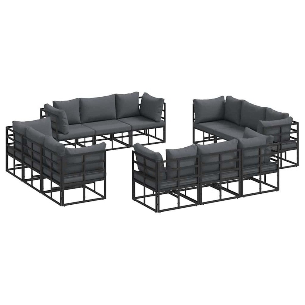Ensemble de canapé de jardin 12 pcs noir métal
