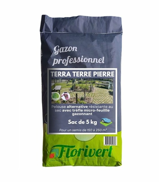 Gazon à semer terra terre pierre 5 kg résistant au sec, idéal pour pelouses durables - florivert 1206461