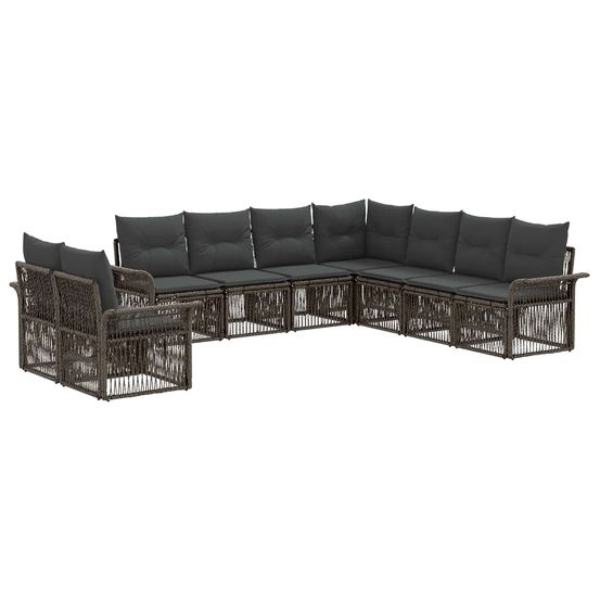 Ensemble de canapé de jardin 9 pc gris polyrotin