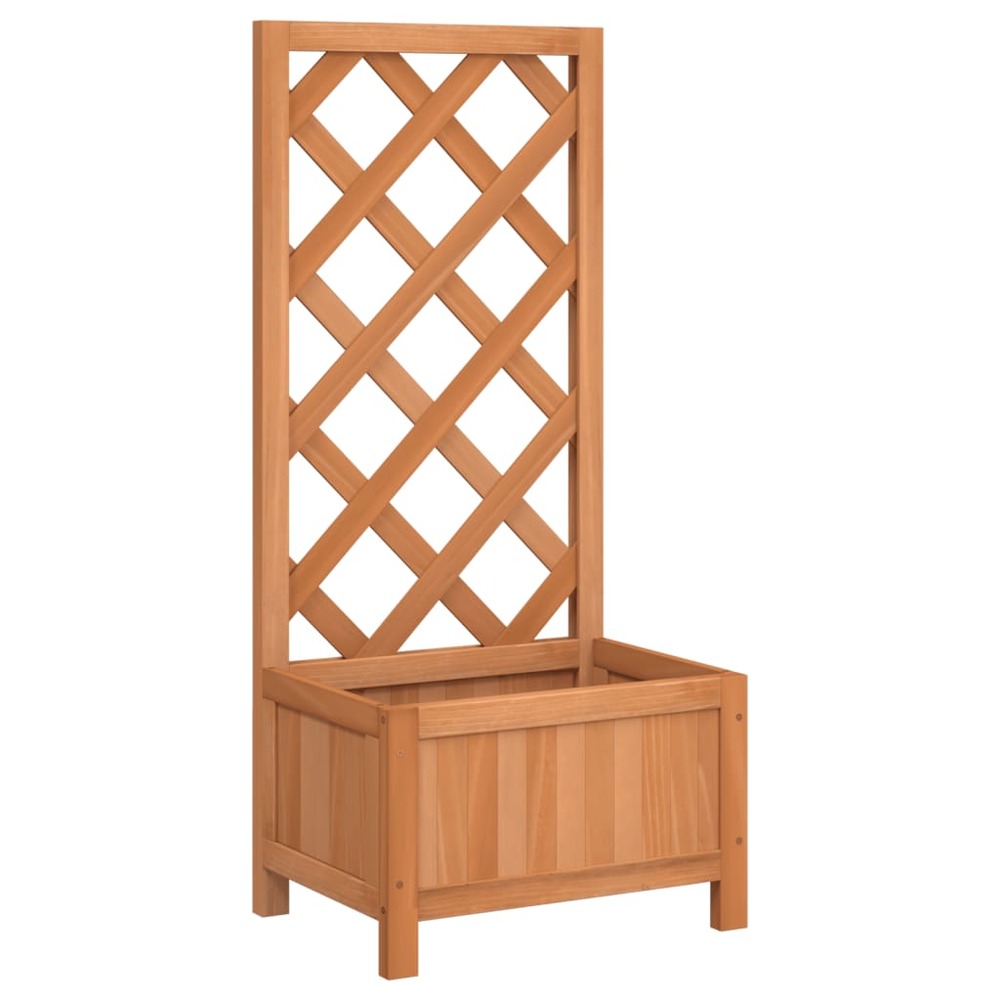 Jardinière bac lit surélevé plantes fleurs terrasse jardin avec treillis bois massif de sapin marron