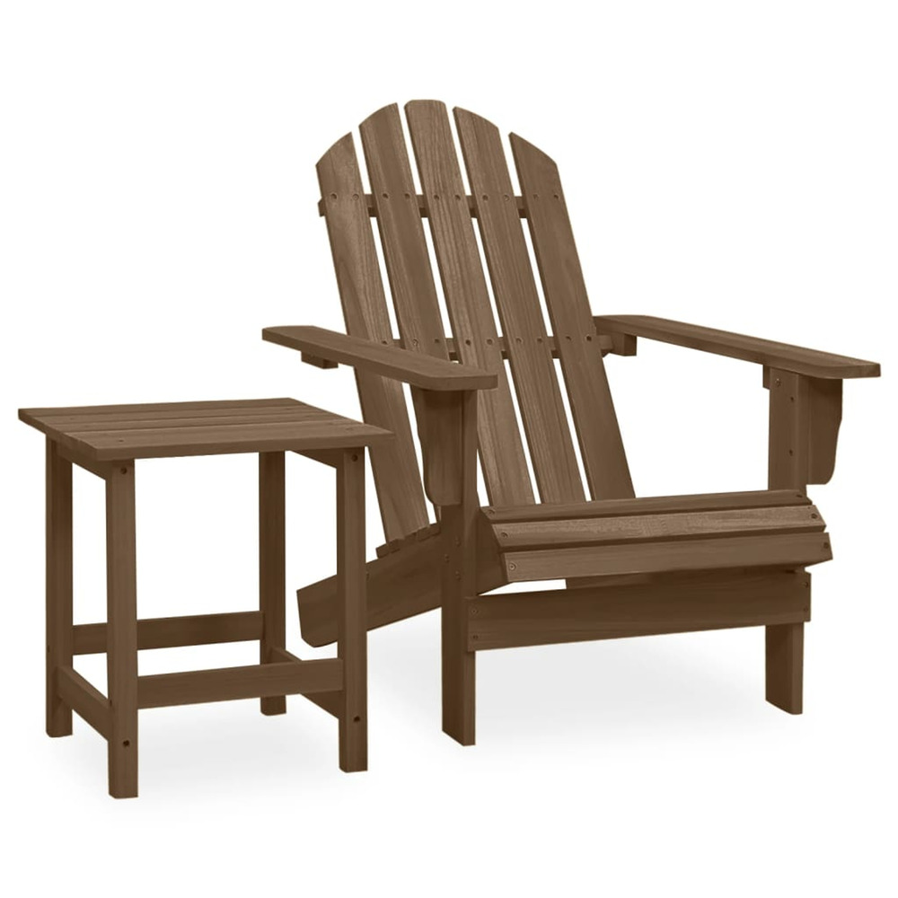 Chaise de jardin adirondack avec table bois de sapin marron