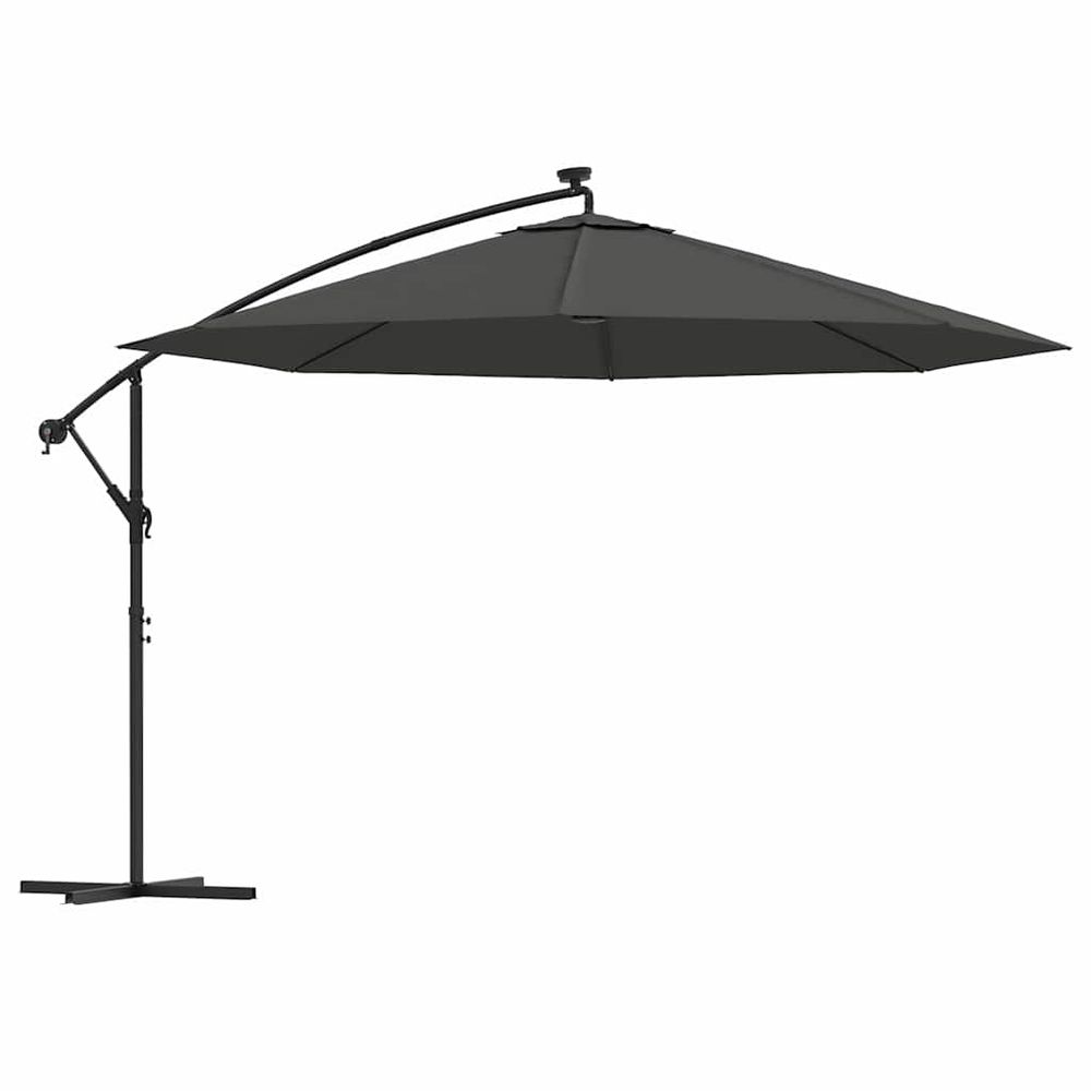 Parasol de jardin en porte-à-faux et lumières led mât en métal
