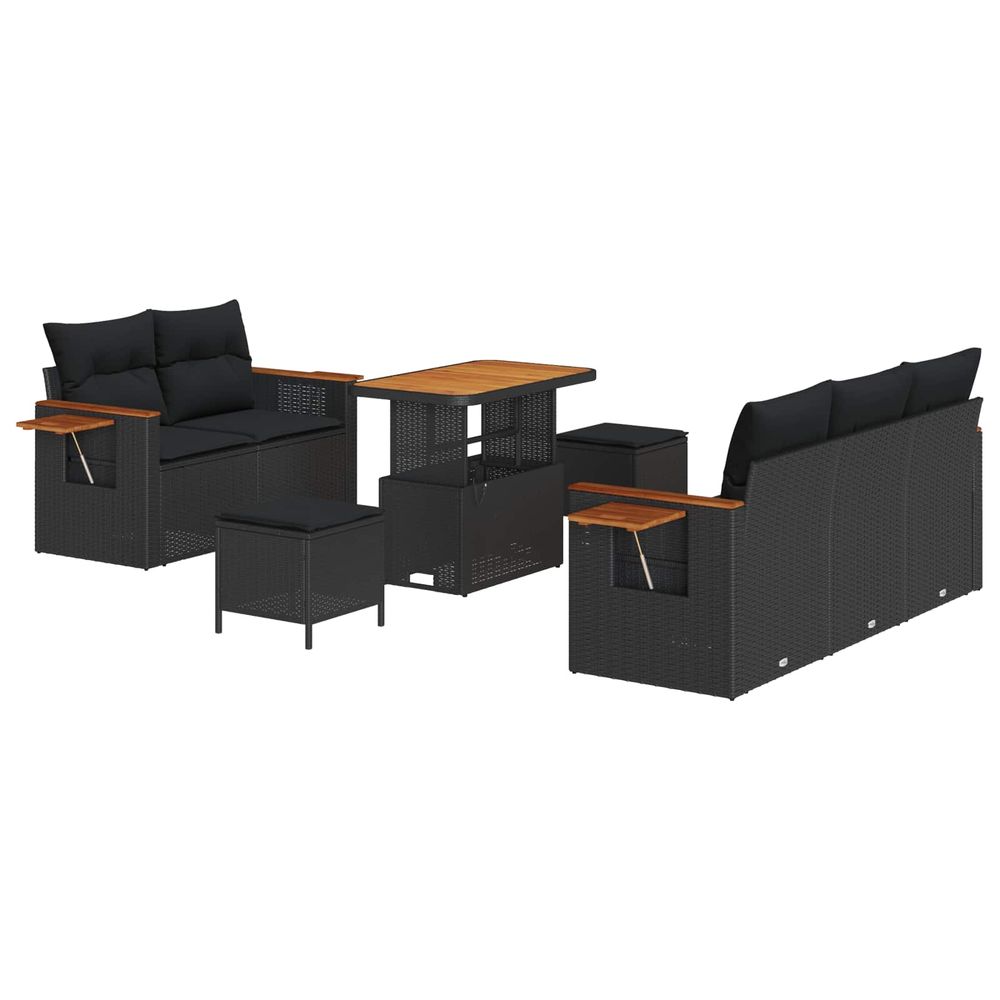 Ensemble de canapé de jardin 10 pc 7-nombre de places noir
