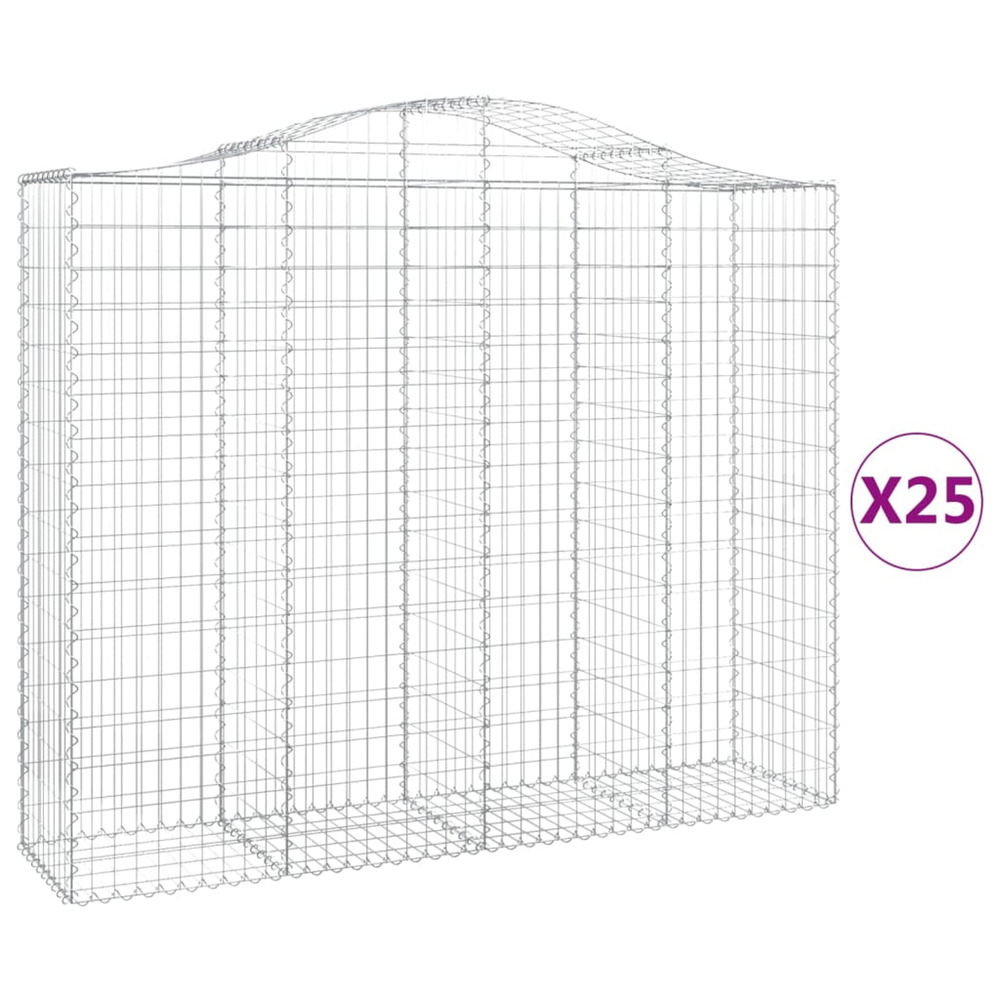 Paniers à gabions arqués 25 pcs 200x50x160/180 cm fer galvanisé