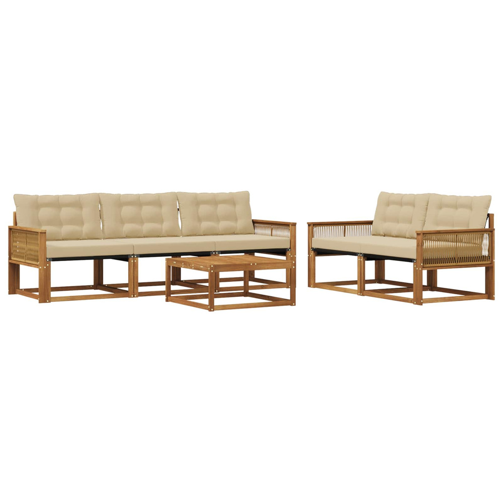 Ensemble de canapés d'extérieur 6 pcs naturel et beige