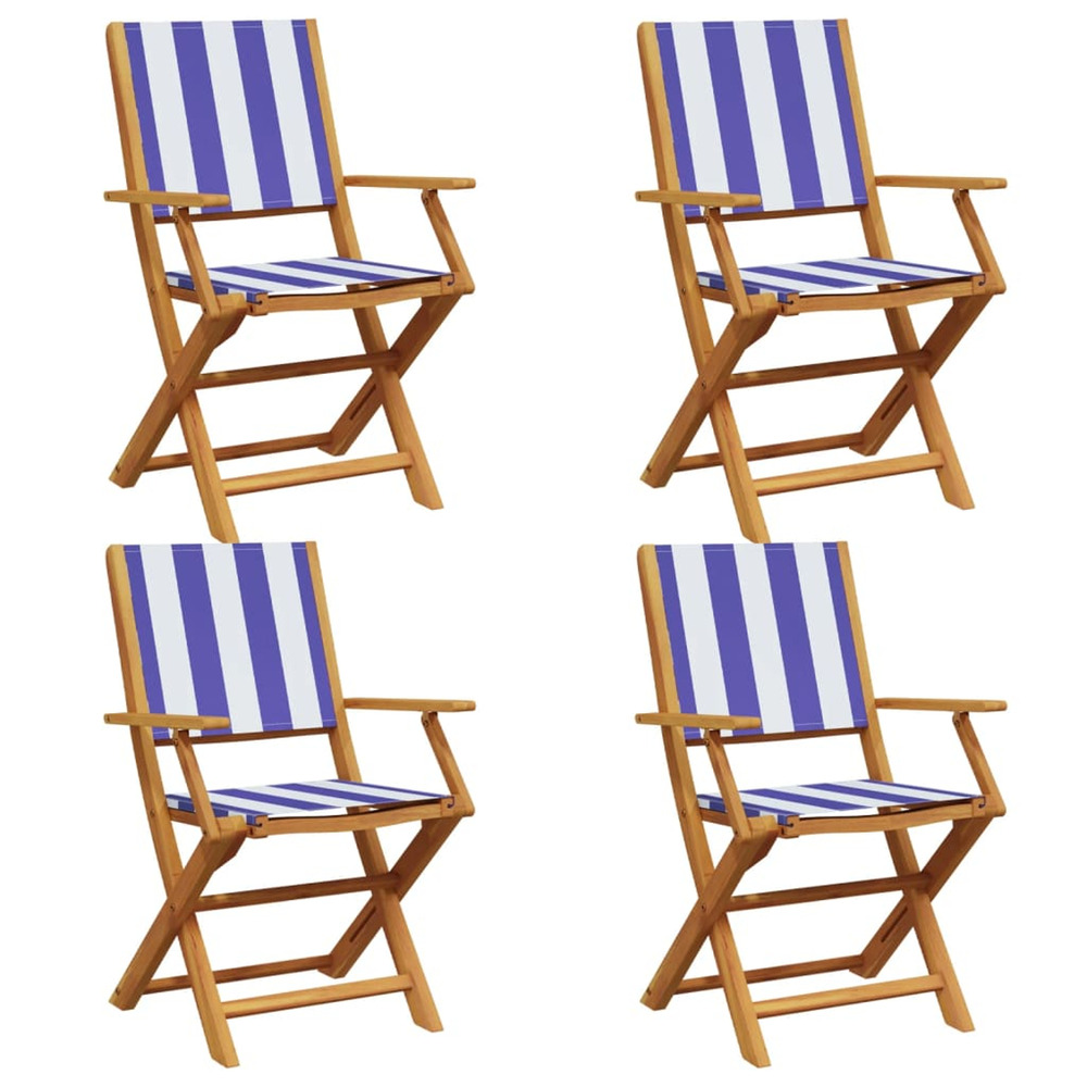 Chaises de jardin pliantes lot de 4 tissu et bois massif