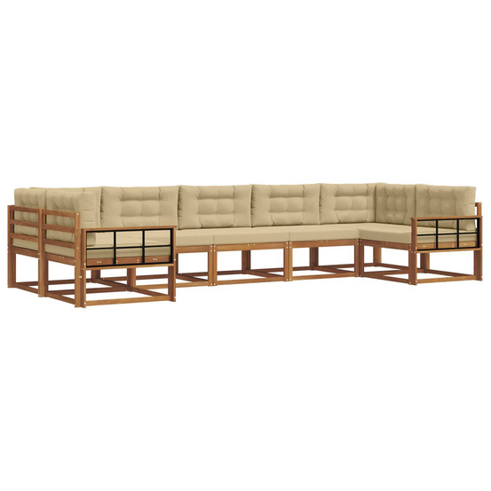 Ensemble de canapés d'extérieur 7 pcs naturel et beige