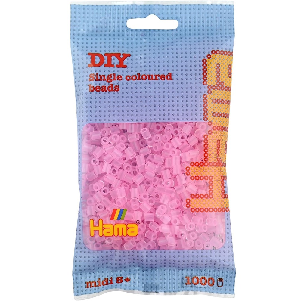 Sachet 1000 perles plastique midi rose transparent