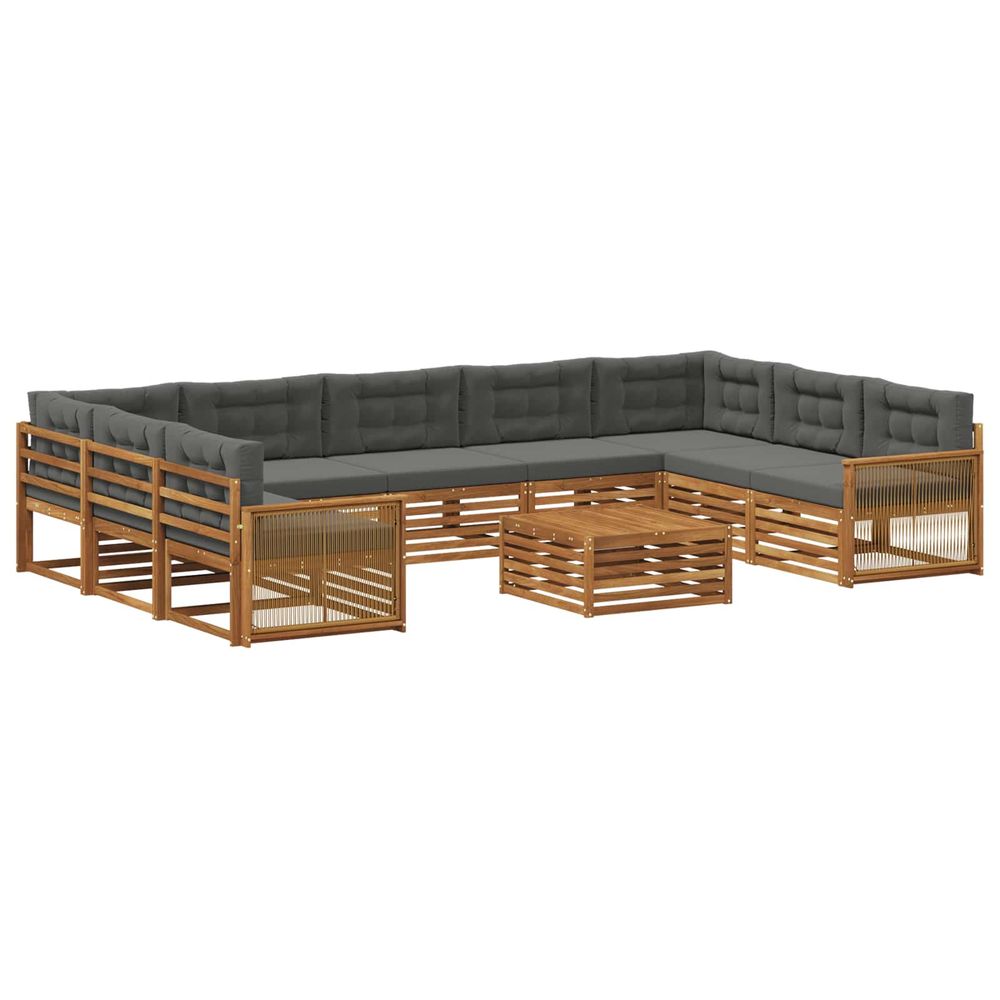 Ensemble de canapés d'extérieur 10 pc naturel et anthracite