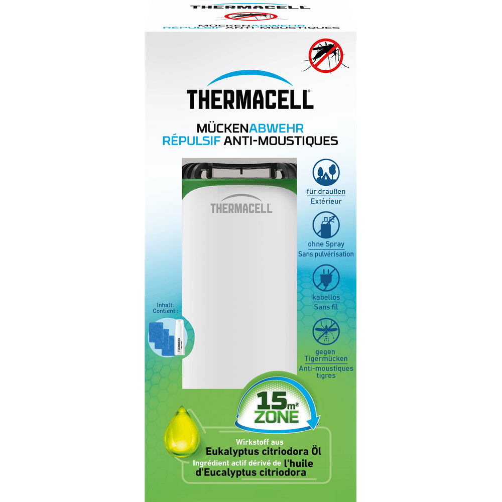 Thermacell diffuseur répulsif anti moustiques & moustiques tigres - extérieur - sans fil - protection 15m² - inodore - recharges 12h