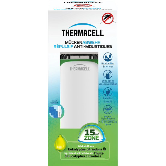 Thermacell diffuseur répulsif anti moustiques & moustiques tigres - extérieur - sans fil - protection 15m² - inodore - recharges 12h