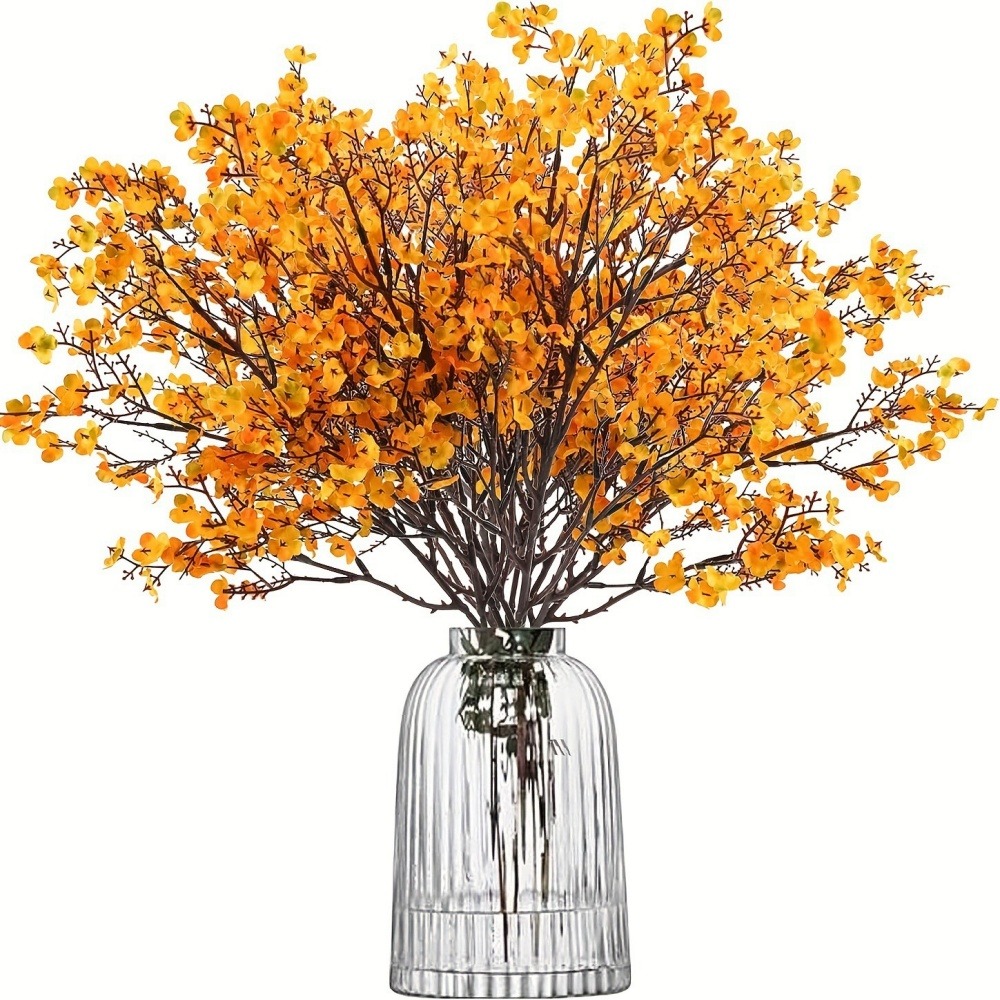 Lot de 10 fleurs artificielles d'automne en soie orange pour diverses décorations dtopbuyage